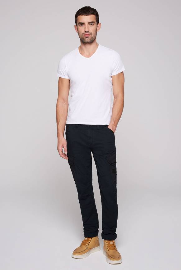 Soccx Cargohose Mit Taschen Im Tonigen Materialmix Blue Navy