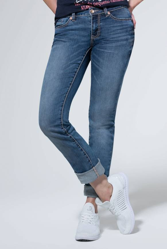 Soccx Dark Stone Used Jeans RO:MY mit geradem Bein dark stone used