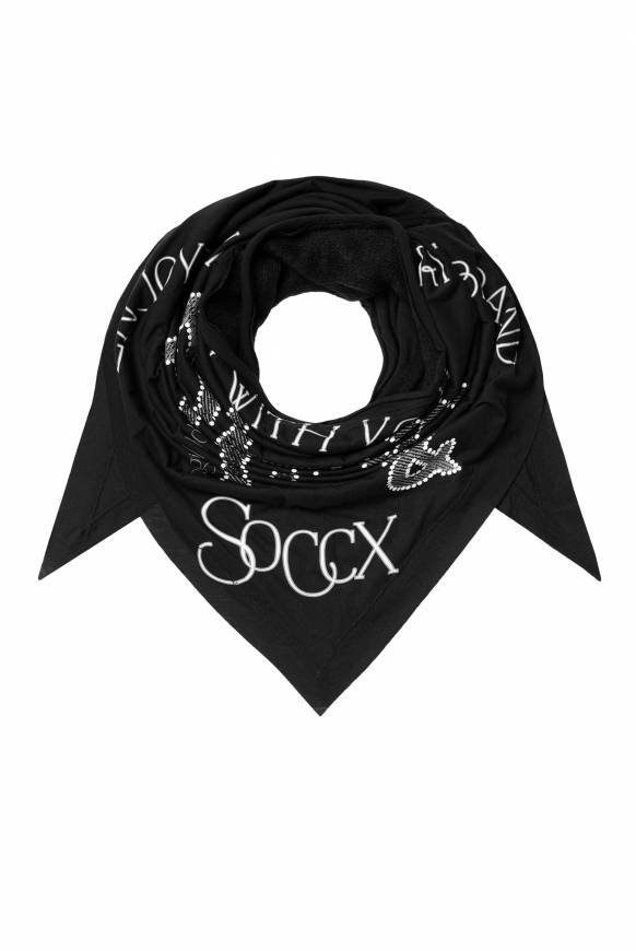 Soccx Dreieckstuch Im Materialmix Mit Artwork Black