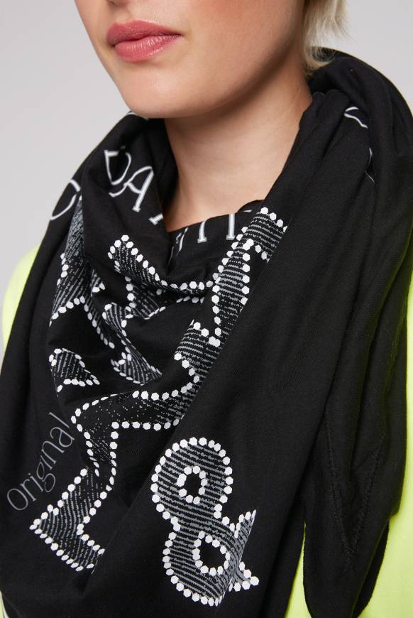 Soccx Dreieckstuch Im Materialmix Mit Artwork Black