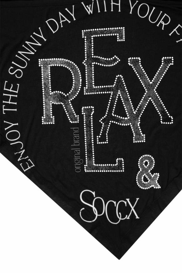 Soccx Dreieckstuch Im Materialmix Mit Artwork Black
