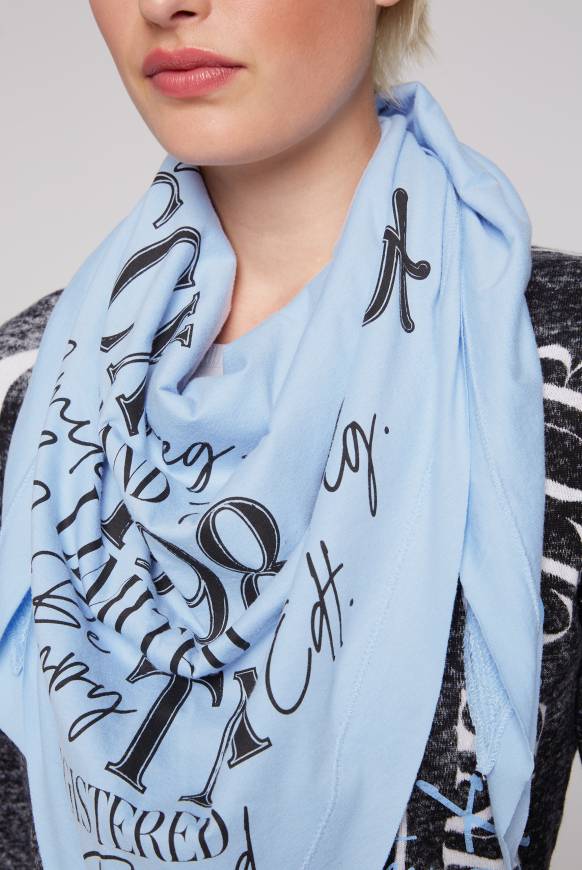 Soccx Dreieckstuch Im Materialmix Mit Artwork Cool Blue