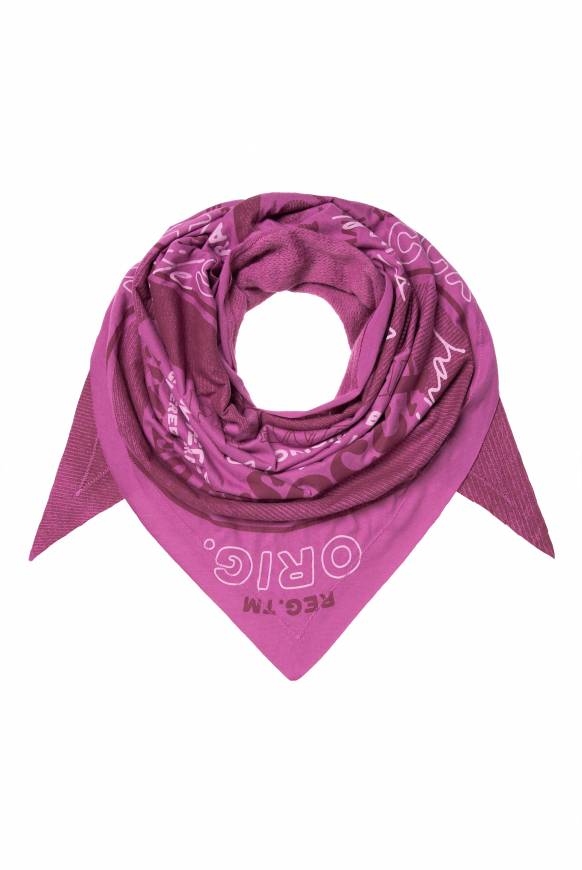 Soccx Dreieckstuch Im Materialmix Mit Artwork Iced Berry