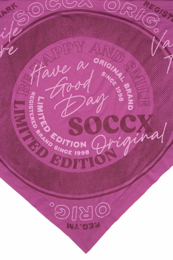 Soccx Dreieckstuch Im Materialmix Mit Artwork Iced Berry