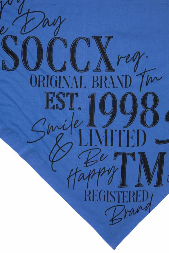 Soccx Dreieckstuch Im Materialmix Mit Artwork Vividblue