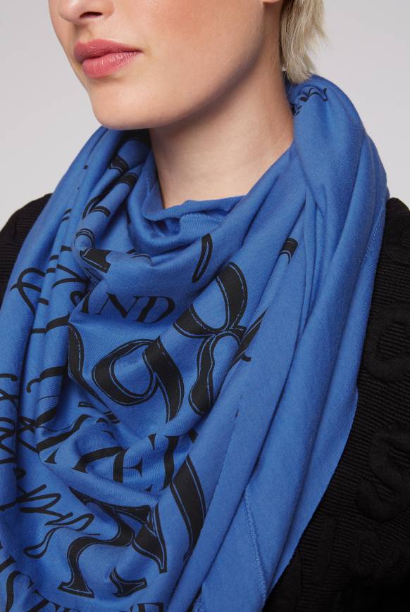 Soccx Dreieckstuch Im Materialmix Mit Artwork Vividblue
