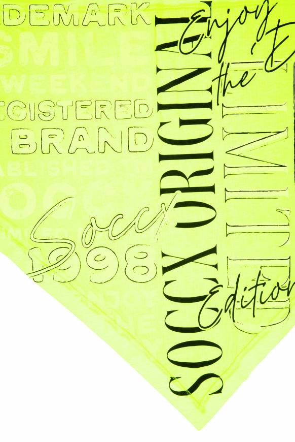 Soccx Dreieckstuch Im Materialmix Mit Artwork Yellow Lime