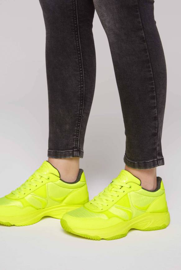 Soccx Fashion Sneaker Im Tonigen Materialmix Neon Lime