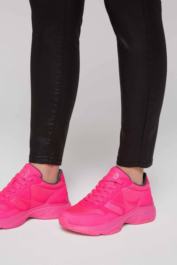 Soccx Fashion Sneaker Im Tonigen Materialmix Neon Pink