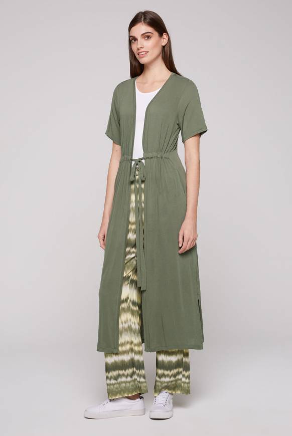 Soccx Feinstrick-Cardigan Mit Rücken-Print Desert Olive