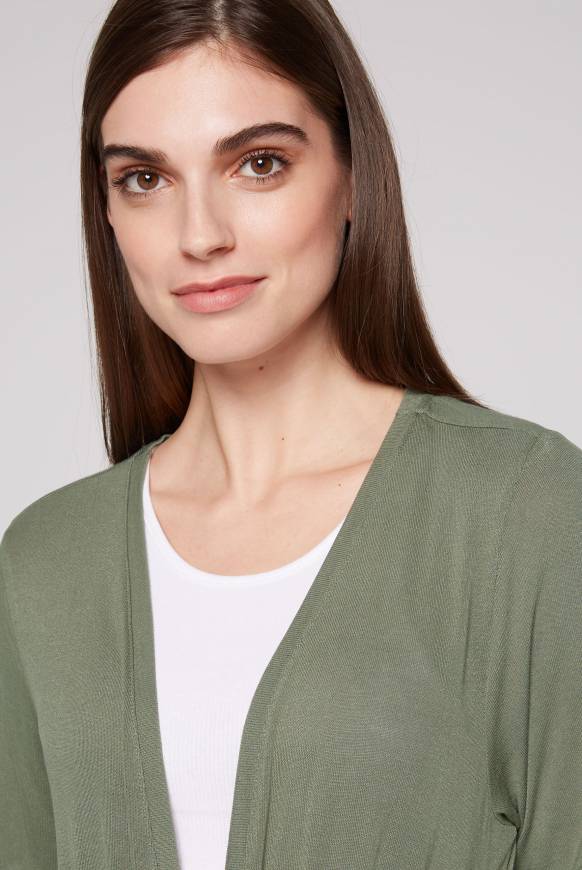 Soccx Feinstrick-Cardigan Mit Rücken-Print Desert Olive