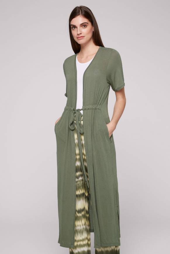 Soccx Feinstrick-Cardigan mit Rücken-Print desert olive