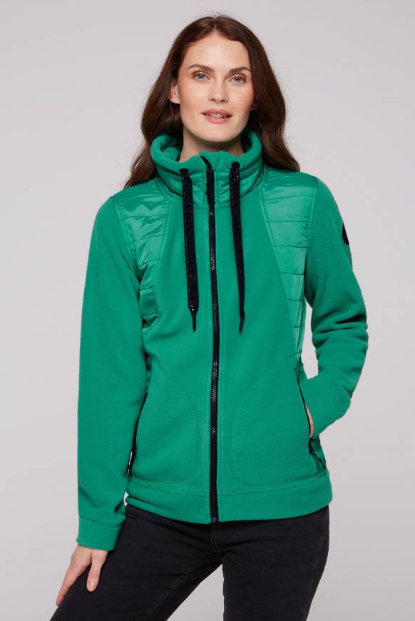 Soccx Fleecejacke mit tonigen Stepp-Details bottle green