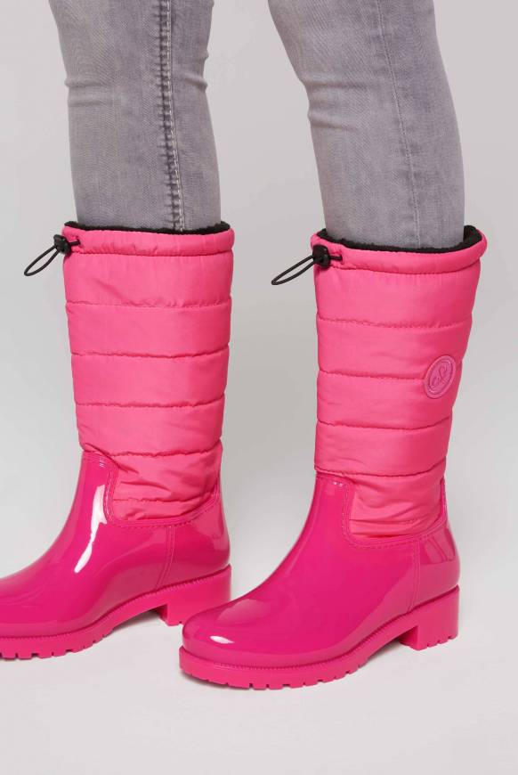 Soccx Gefütteter Gummistiefel Mit Steppschaft Neon Pink