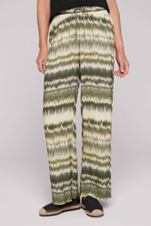 Soccx Gemusterte Palazzo-Hose mit Elastikbund desert olive