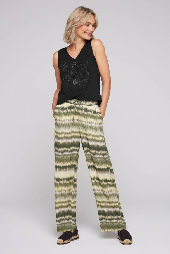 Soccx Gemusterte Palazzo-Hose Mit Elastikbund Desert Olive