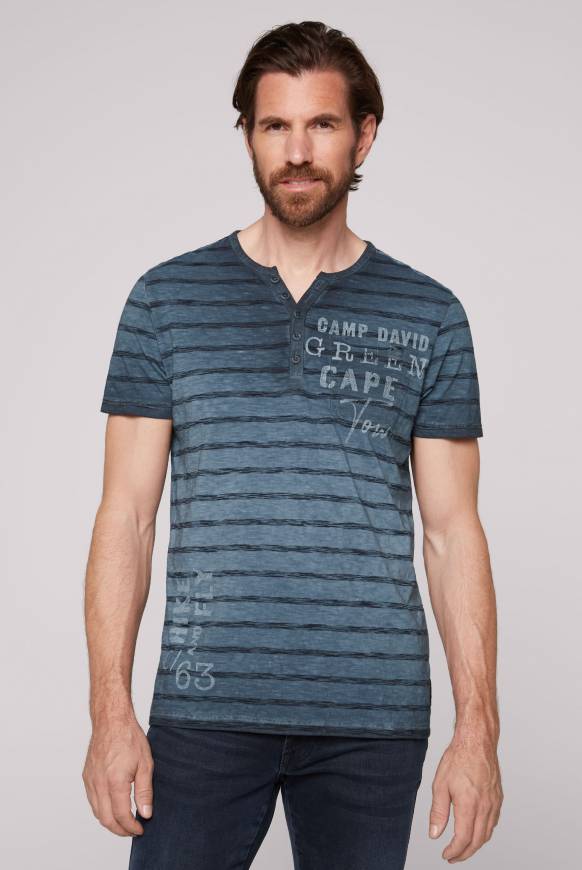 Soccx Gestreiftes Henley-Shirt mit Brusttasche blue navy