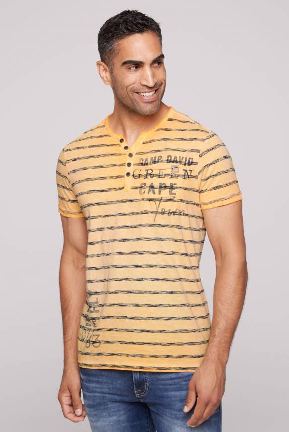 Soccx Gestreiftes Henley-Shirt mit Brusttasche sunrise orange