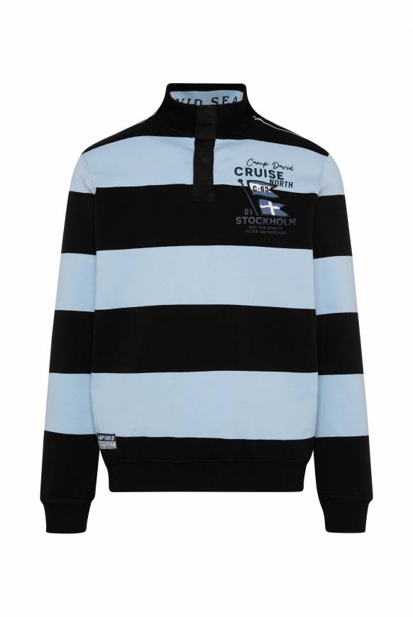 Soccx Gestreiftes Troyer-Sweatshirt Mit Artworks Black