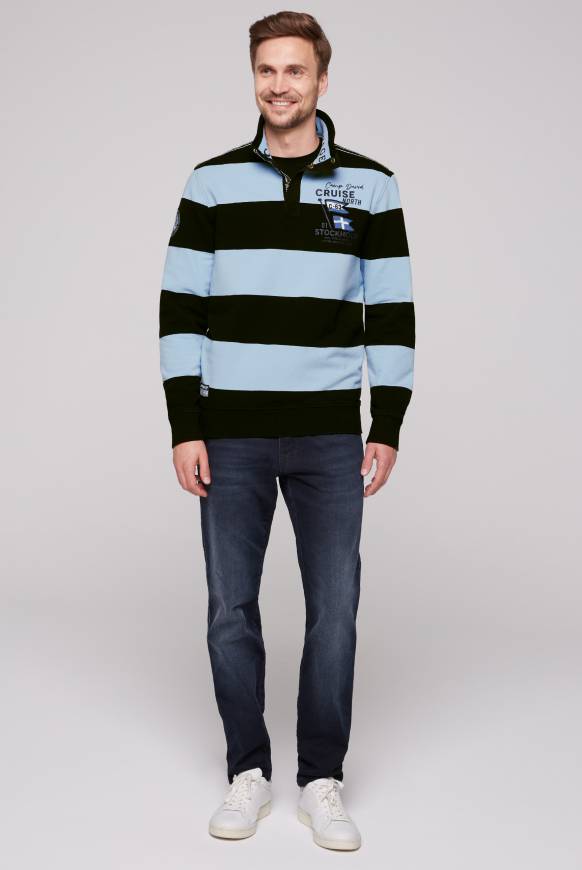 Soccx Gestreiftes Troyer-Sweatshirt Mit Artworks Black