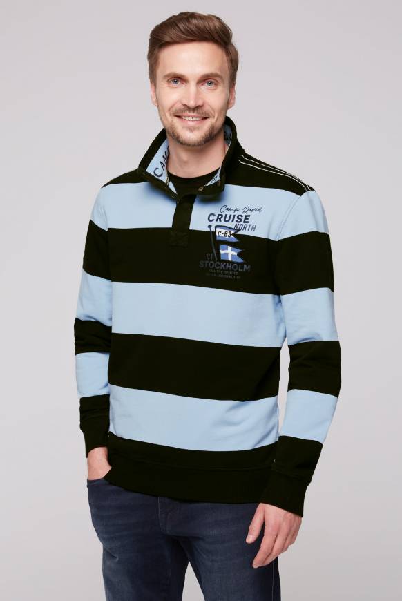 Soccx Gestreiftes Troyer-Sweatshirt mit Artworks black