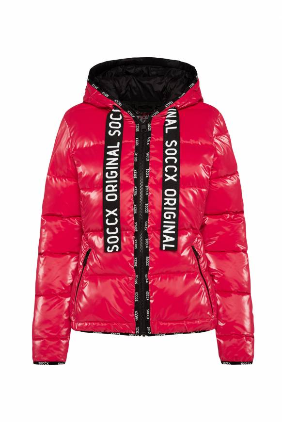 Soccx Glänzende Steppjacke Mit Samt-Optik Clear Red