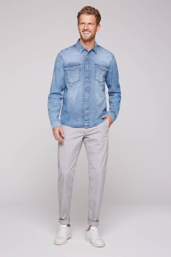 Soccx Hemd Aus Denim Regular Fit Light Blue Bleached