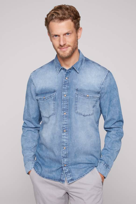 Soccx Hemd aus Denim Regular Fit light blue bleached