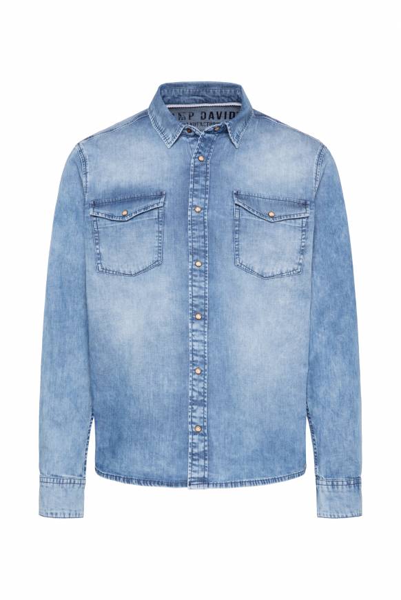 Soccx Hemd Aus Denim Regular Fit Light Blue Bleached