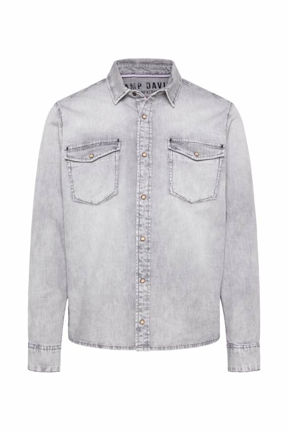 Soccx Hemd Aus Denim Regular Fit Light Grey Bleached