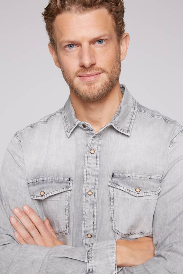 Soccx Hemd Aus Denim Regular Fit Light Grey Bleached