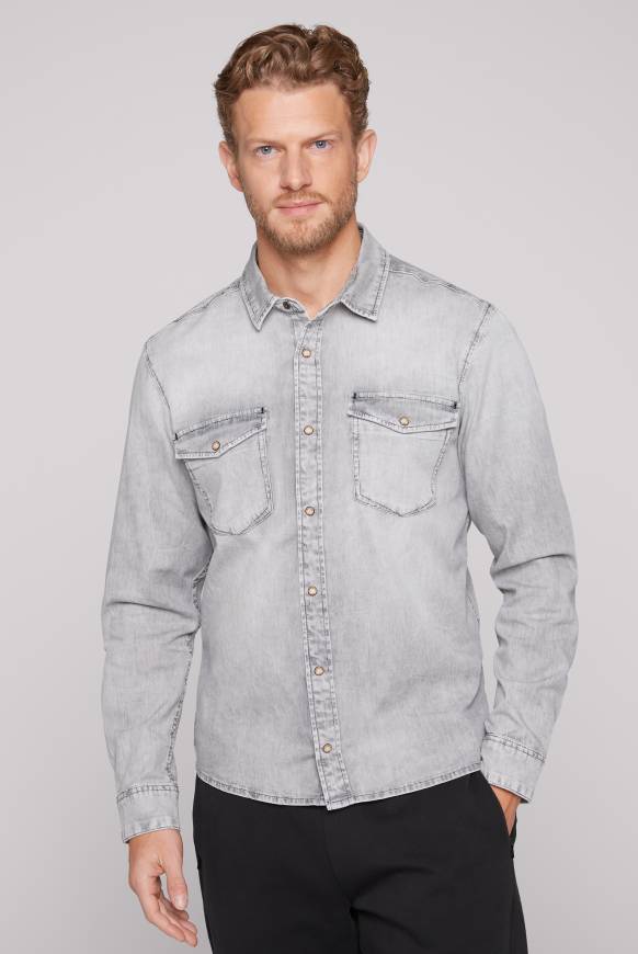 Soccx Hemd aus Denim Regular Fit light grey bleached