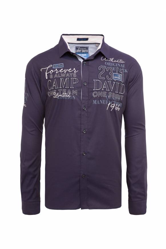 Soccx Hemd Mit Dobby-Struktur Und Artworks Blue Navy