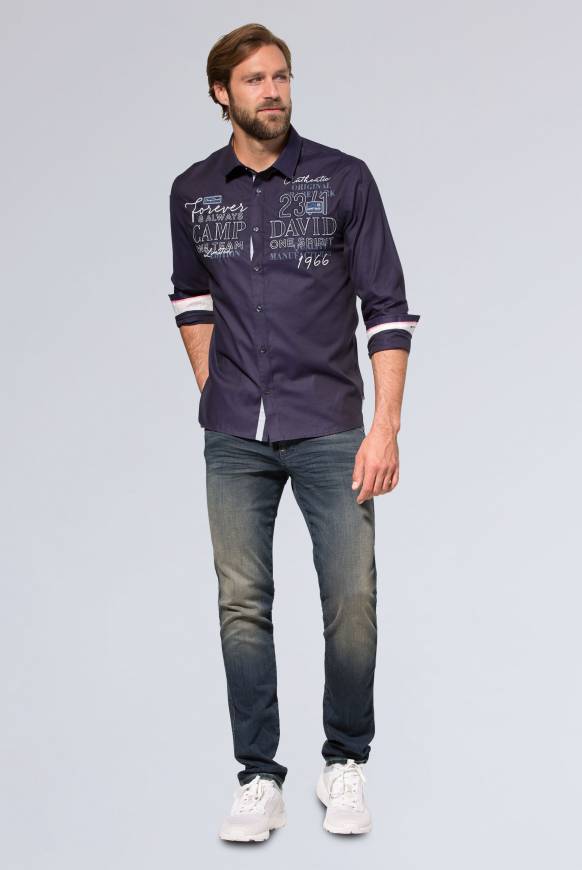 Soccx Hemd Mit Dobby-Struktur Und Artworks Blue Navy