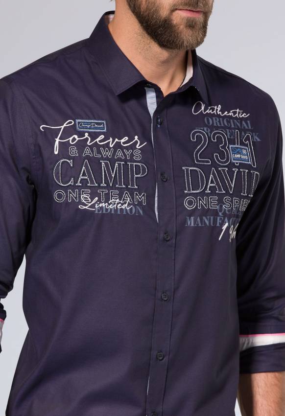 Soccx Hemd Mit Dobby-Struktur Und Artworks Blue Navy