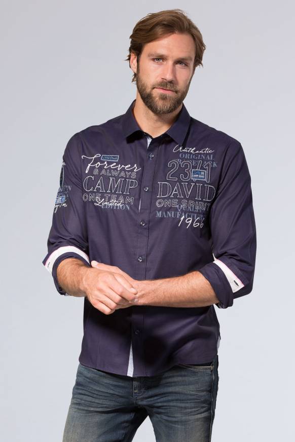 Soccx Hemd mit Dobby-Struktur und Artworks blue navy