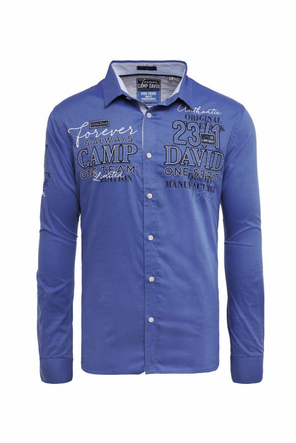 Soccx Hemd Mit Dobby-Struktur Und Artworks Denim Blue