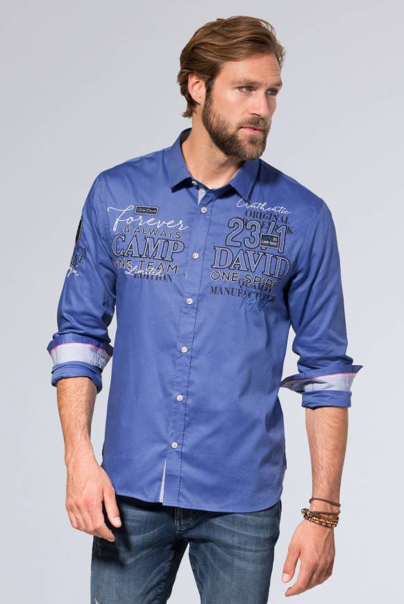 Soccx Hemd mit Dobby-Struktur und Artworks denim blue