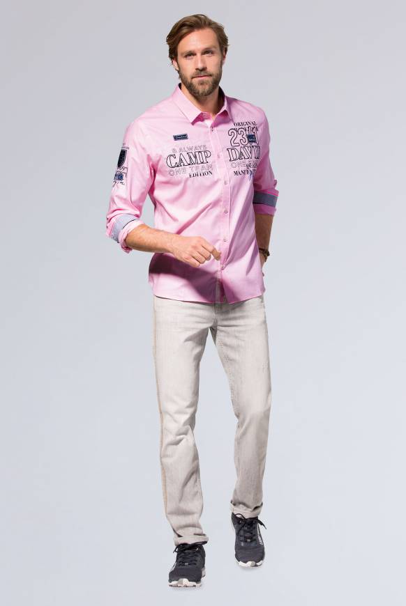 Soccx Hemd Mit Dobby-Struktur Und Artworks Pale Pink L