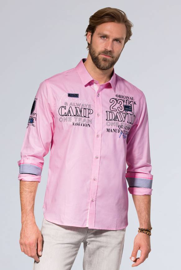 Soccx Hemd mit Dobby-Struktur und Artworks pale pink L