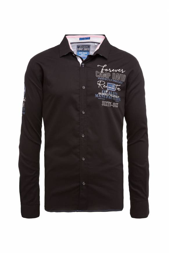 Soccx Hemd Mit Webstruktur Und Artworks, Regular Fit Black