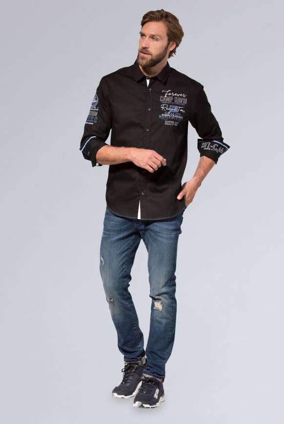 Soccx Hemd Mit Webstruktur Und Artworks, Regular Fit Black