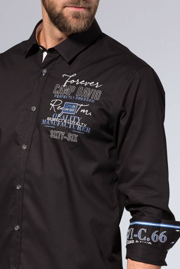 Soccx Hemd Mit Webstruktur Und Artworks, Regular Fit Black