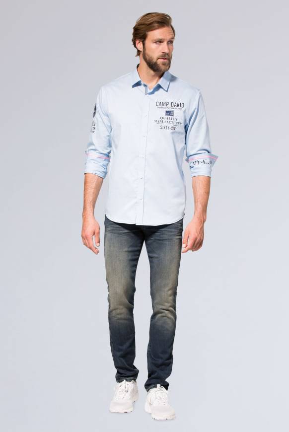 Soccx Hemd Mit Webstruktur Und Artworks, Regular Fit Light Blue