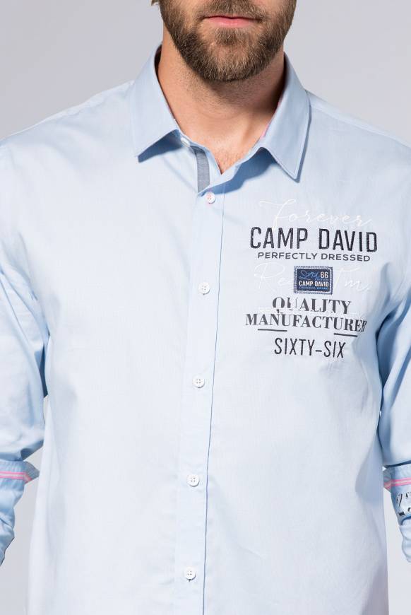 Soccx Hemd Mit Webstruktur Und Artworks, Regular Fit Light Blue