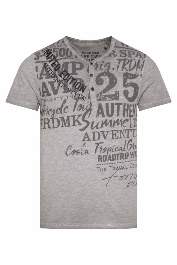 Soccx Henley-Shirt Mit Artwork Im Used Look Shadow M