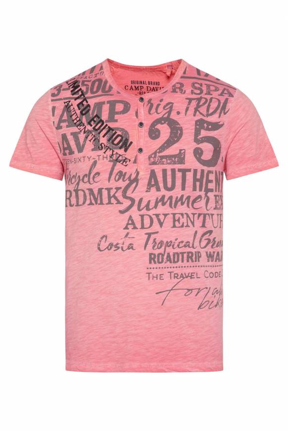 Soccx Henley-Shirt Mit Artwork Im Used Look Sunrise M