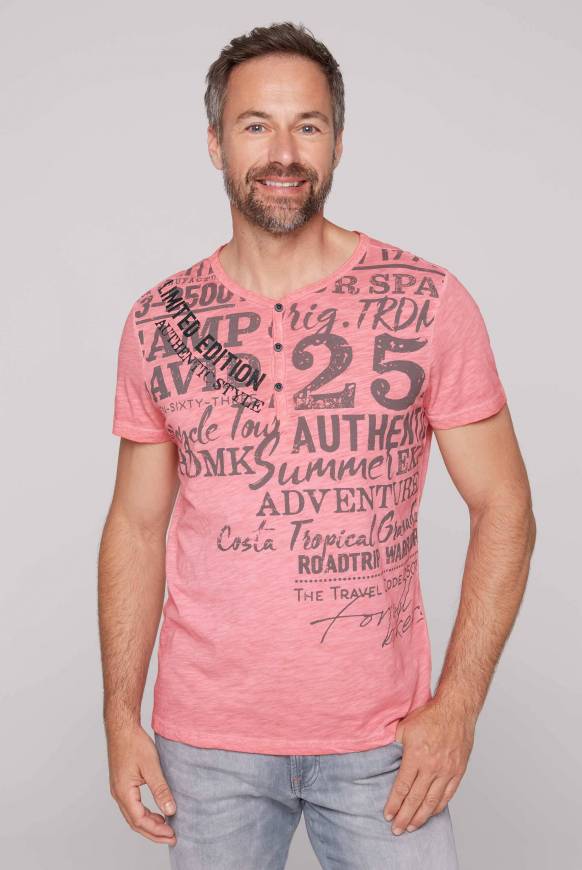 Soccx Henley-Shirt mit Artwork im Used Look sunrise M