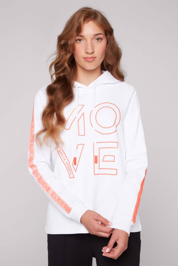 Soccx Hoodie aus Interlock mit Artwork und Tapes opticwhite