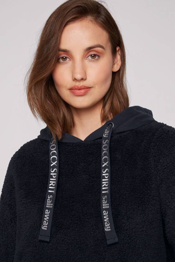 Soccx Hoodie Aus Teddyplüsch Mit Sweatkapuze Blue Navy
